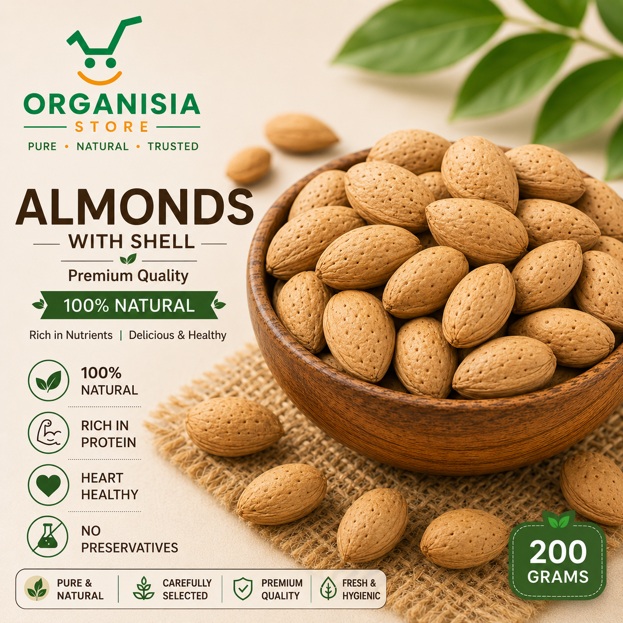 Premium Almonds 200g